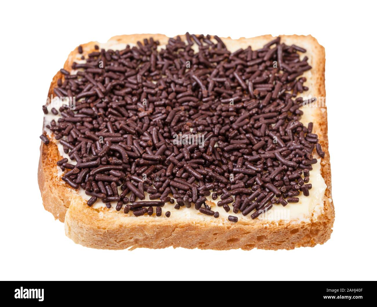dutch sweet toast with butter and hagelslag (topping from chocolate  sprinkles) isolated on white background Stock Photo - Alamy