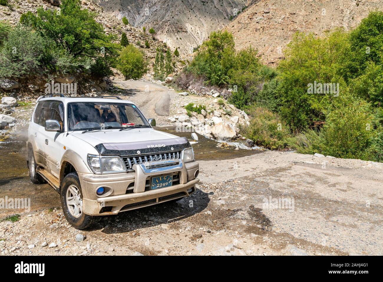 Skardu Satpara Valley Picturesque View of a Toyota Prado SUV Jeep on a