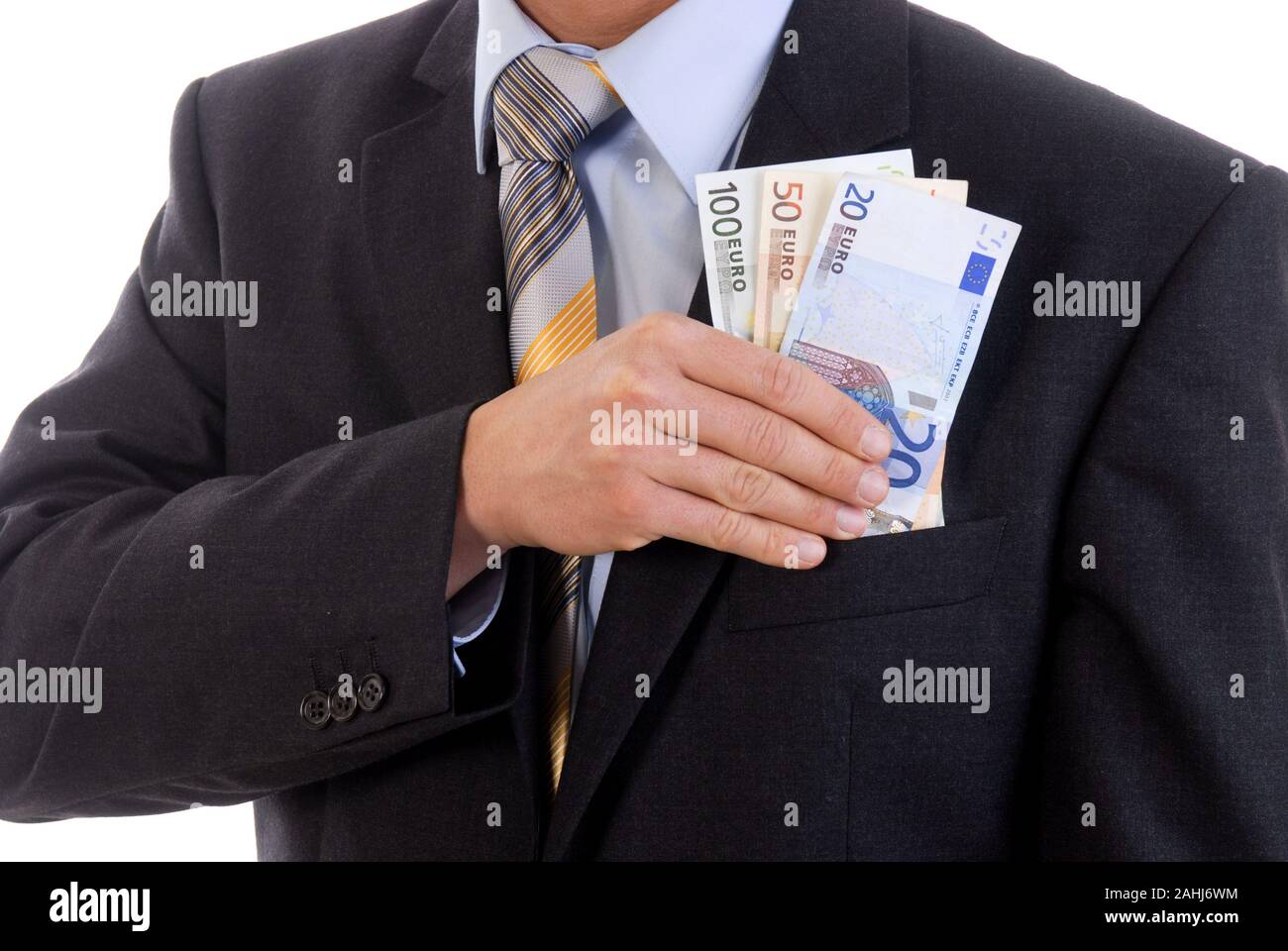 Versuchte Bestechung , Mann mit Bargeld in der Hand, MR:Yes Stock Photo