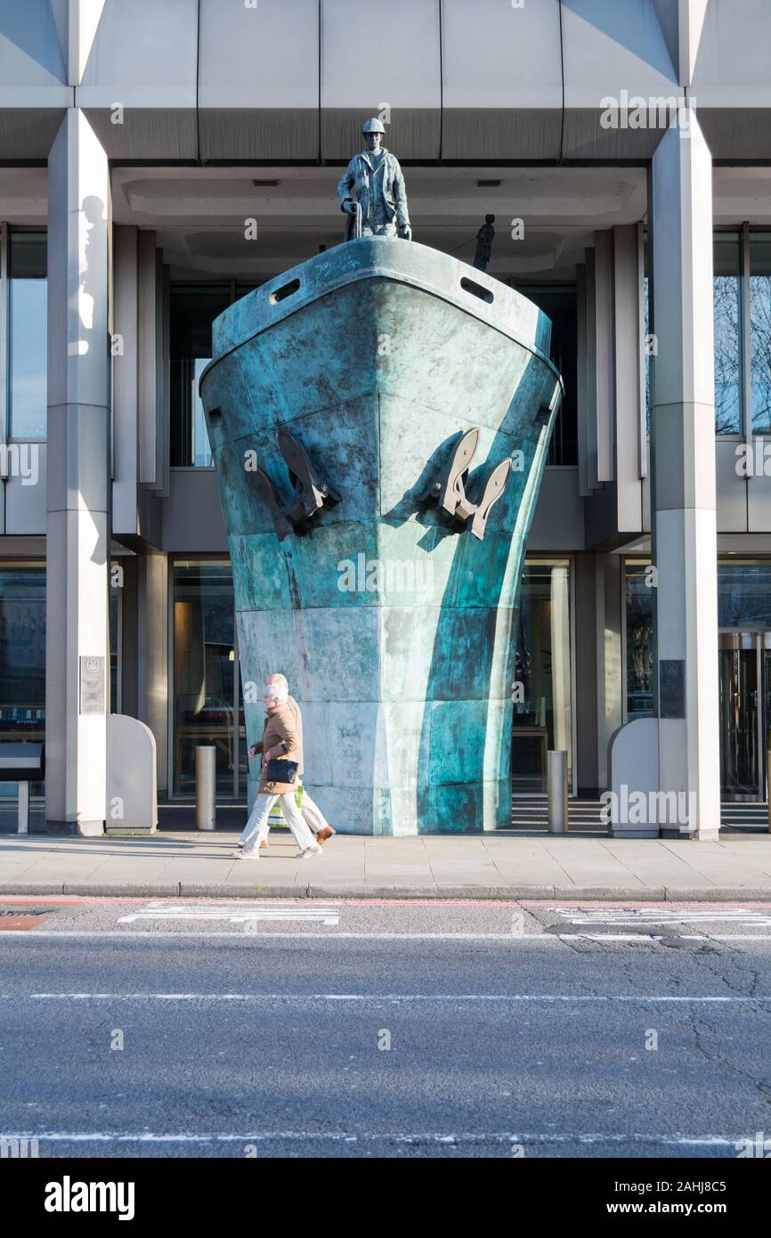 United Nations International Memorial to Seafarers by Michael Sandle on the Albert Embankment, International Maritime Organisation, London, UK Stock Photo