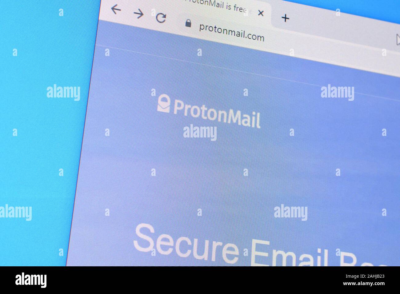 NY, USA - DECEMBER 16, 2019: Homepage of proton mail website on the ...