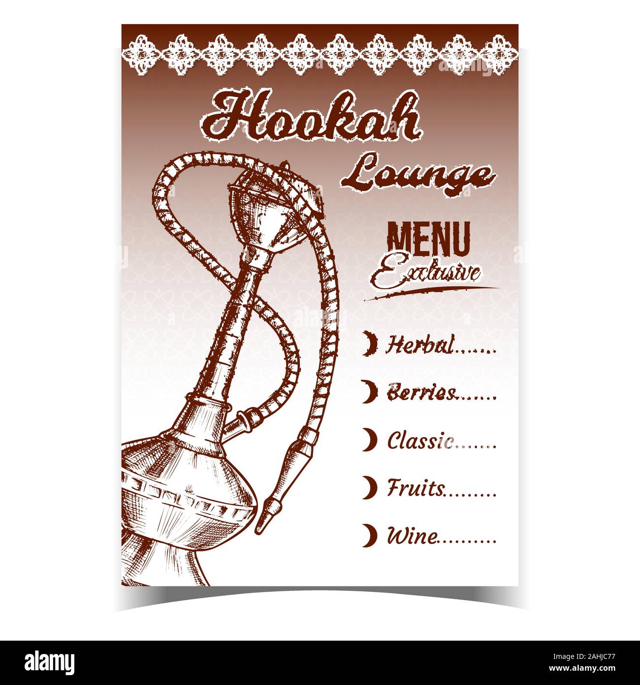 Hookah Lounge Bar Exclusive Menu Poster Vector Stock Vector Image & Art