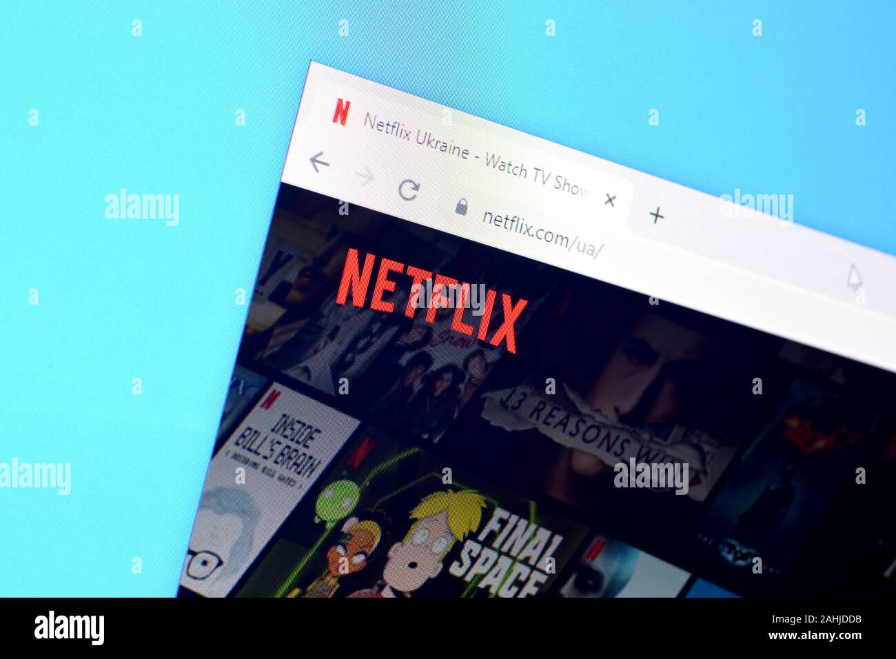 NY, USA - DECEMBER 16, 2019: Homepage of netflix website on the display of PC, url - netflix.com. Stock Photo
