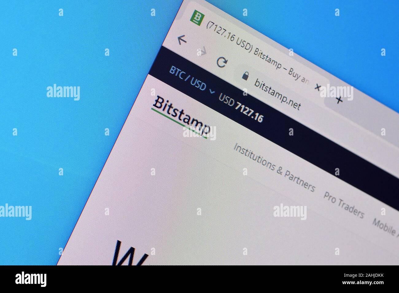 Bitstamp crypto exchange logo on a website with blurry stock market  developments in the background, seen on a computer screen Stock Photo -  Alamy