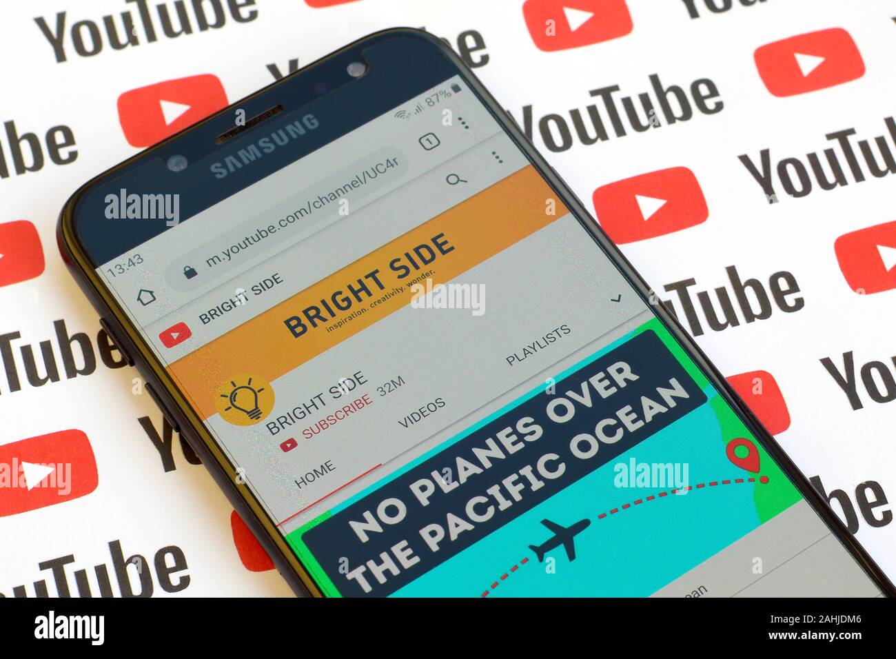 NY, USA DECEMBER 4, 2019 Bright Side official youtube channel on