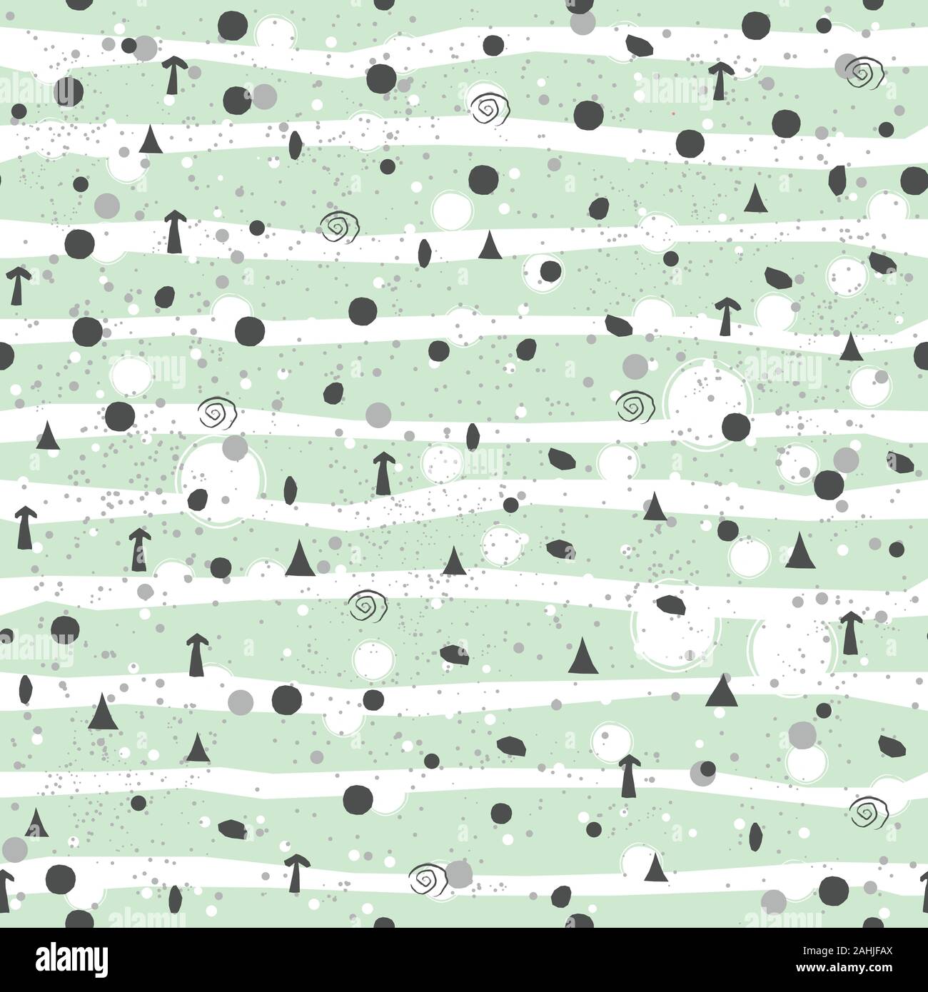 Geometric Seamless Pattern with tiny objects like triangles, polygons, arrows and balls on white. Modern Pastel Color Design. Repeating Pattern. Vecto Stock Vector