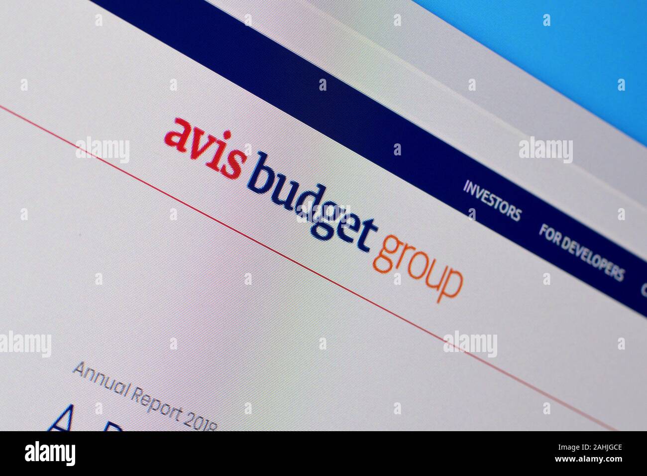 NY, USA DECEMBER 16, 2019 Homepage of avis budget group website on