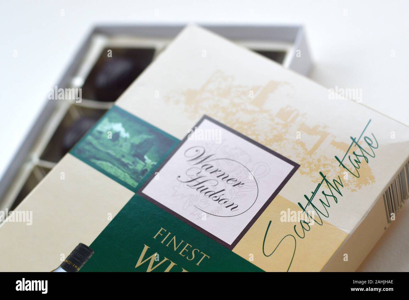 NY, USA - DECEMBER 29, 2019: Confectionery box of Warner Hudson finest ...