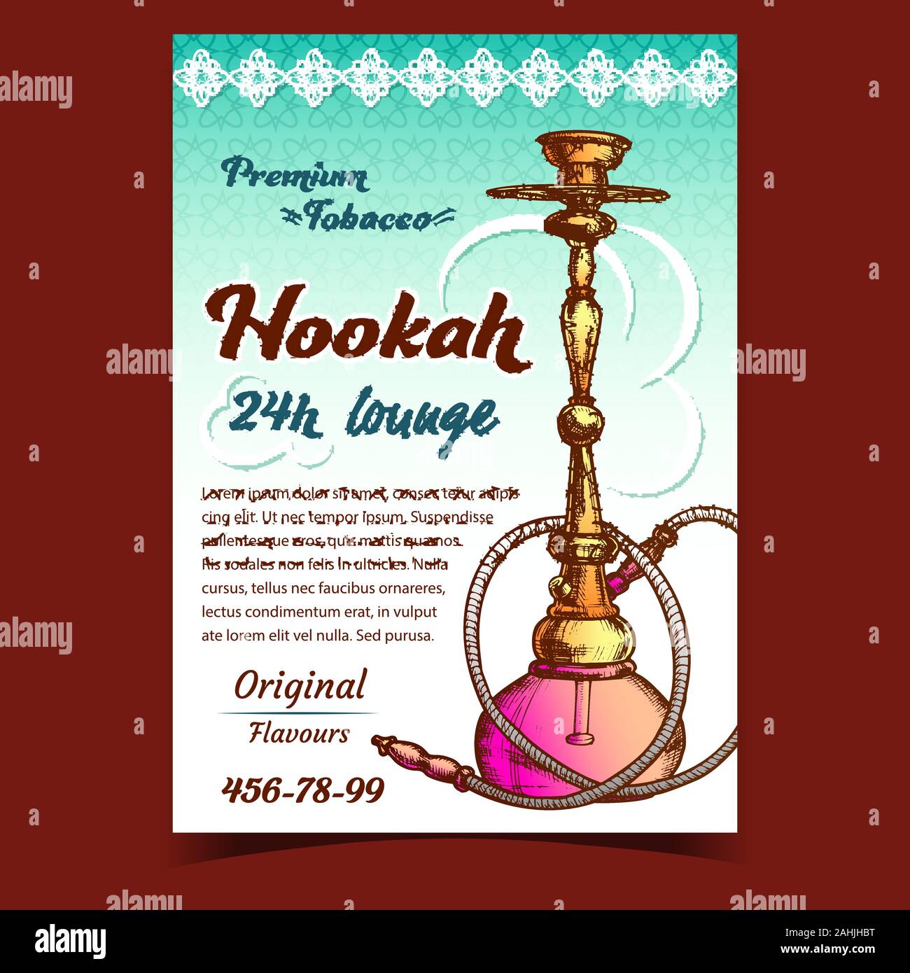 Hookah Lounge With Original Flavours Banner Vector Stock Vector Image