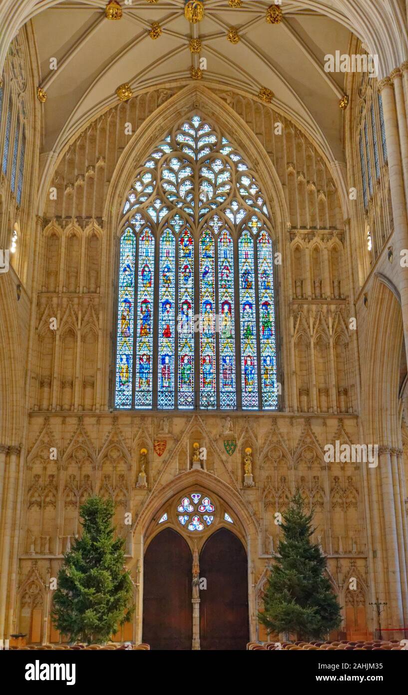 York City England Minster Interior Stained Glass Window Over