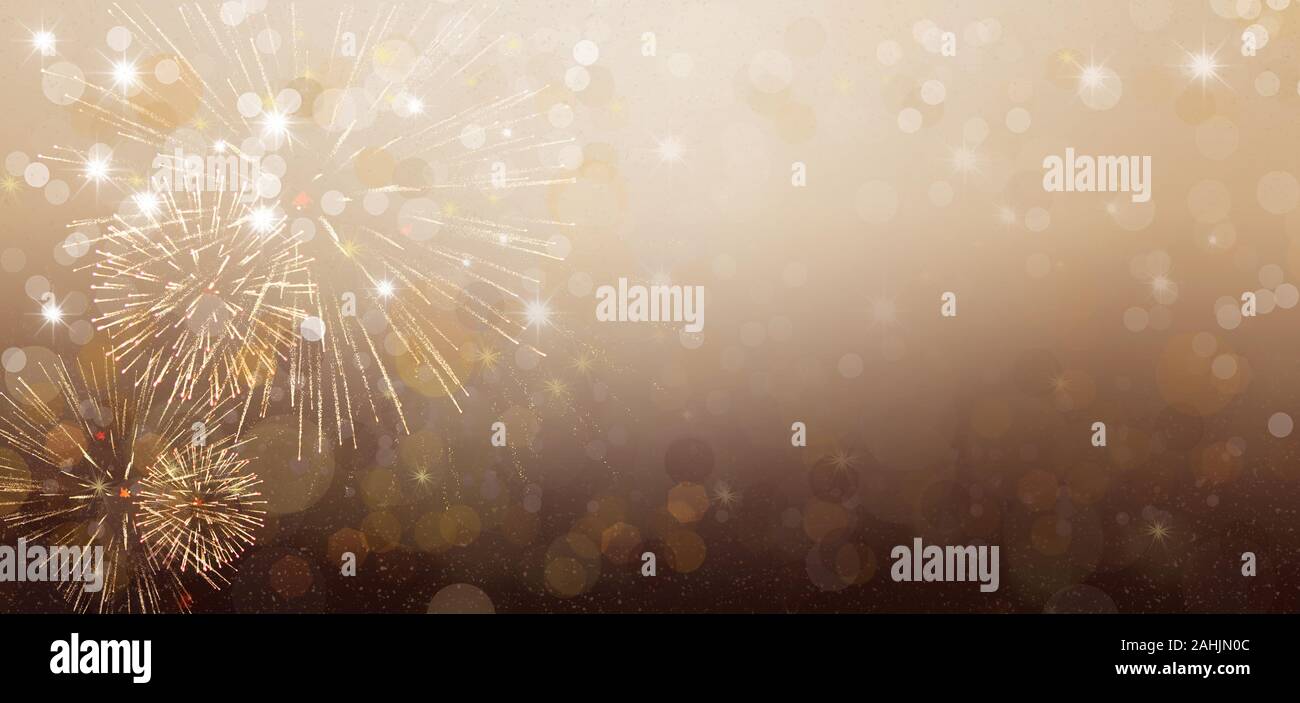 Happy New Year background with golden fireworks Stock Photo - Alamy