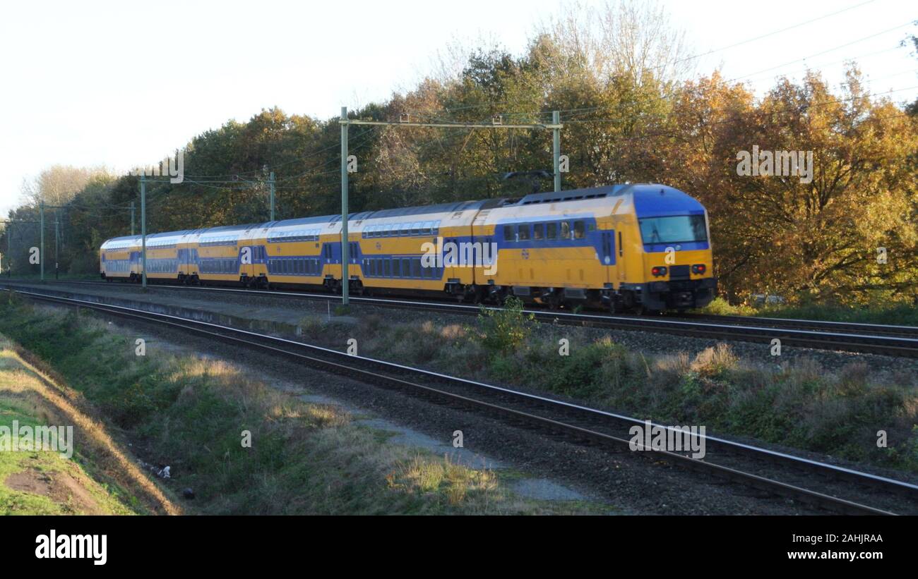 An NID electric multiple unit passenger train at Blerick, Limburg province, Netherlands, Europe. Stock Photo