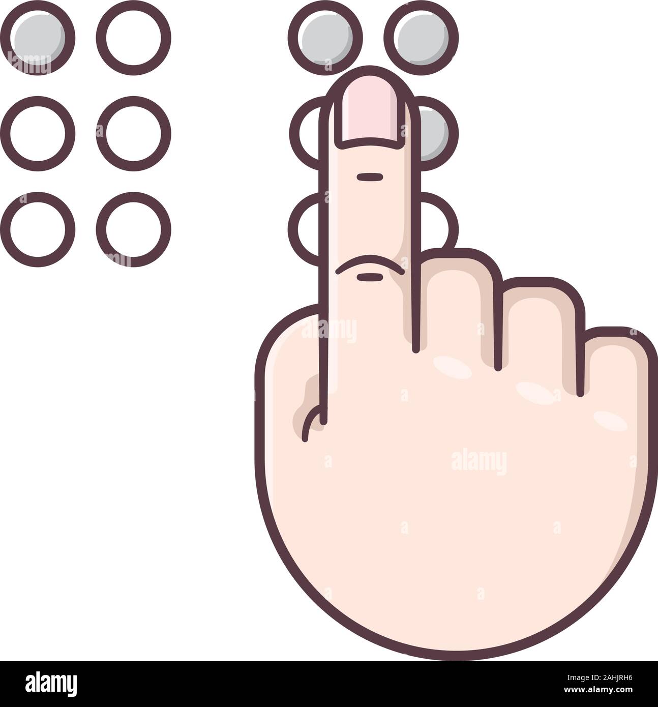 Braille reading vector illustration for World Braille Day on January 4. Hand over numbers one and four. Stock Vector