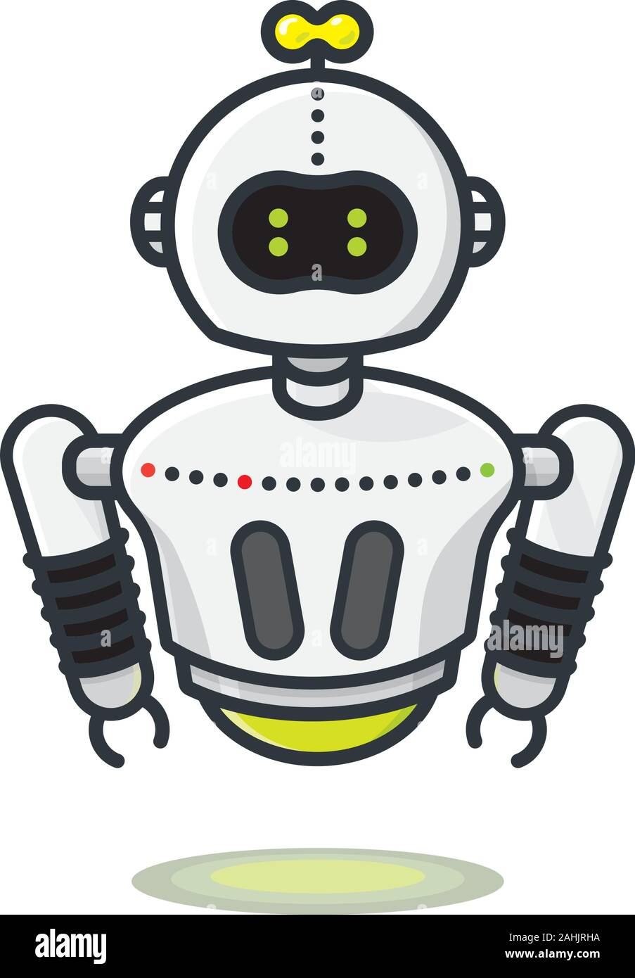 Cute Robot with heart. Cartoon Science Technology Concept Isolated