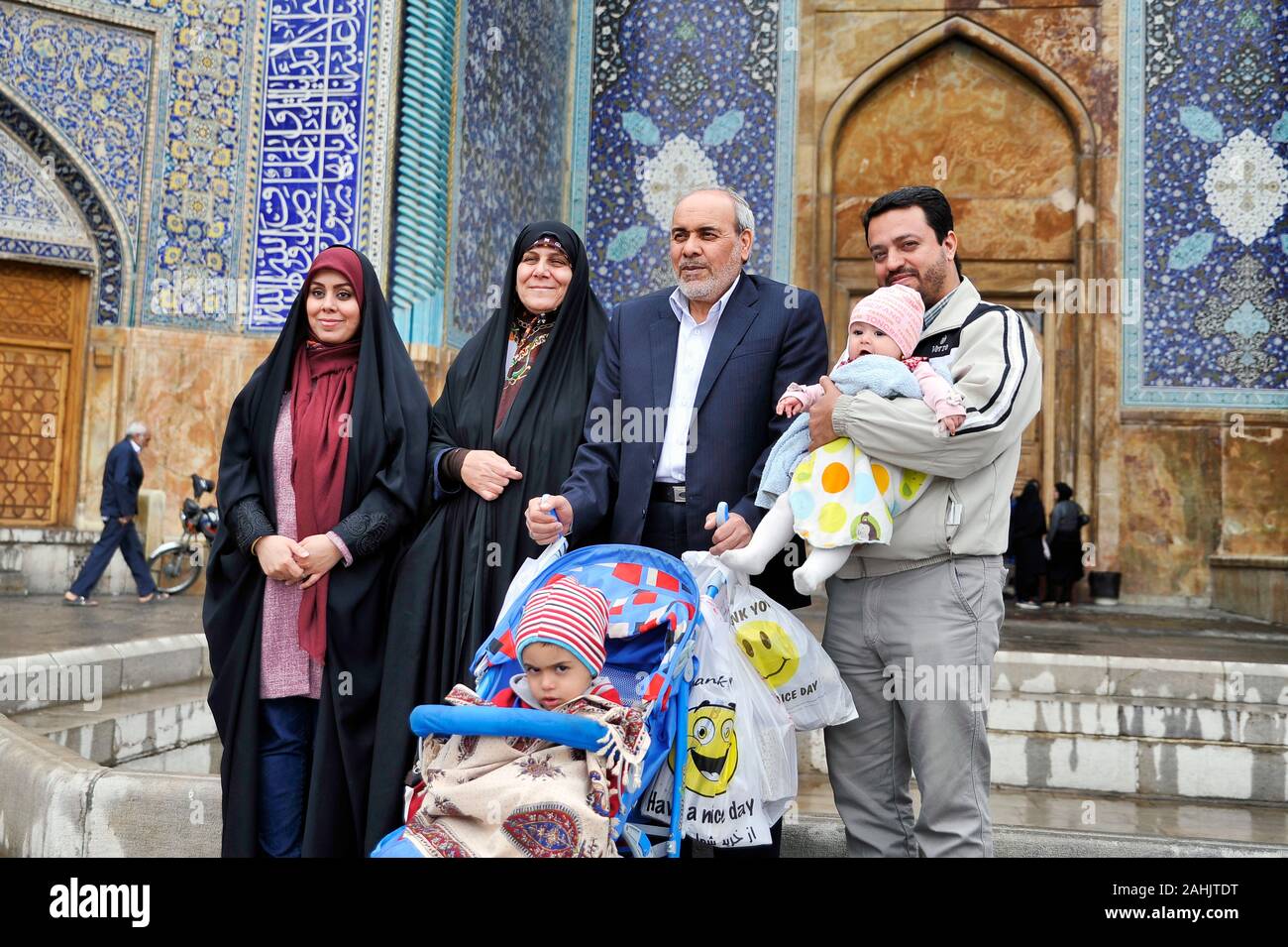 Iranian family posing for group photo Stock Photo
