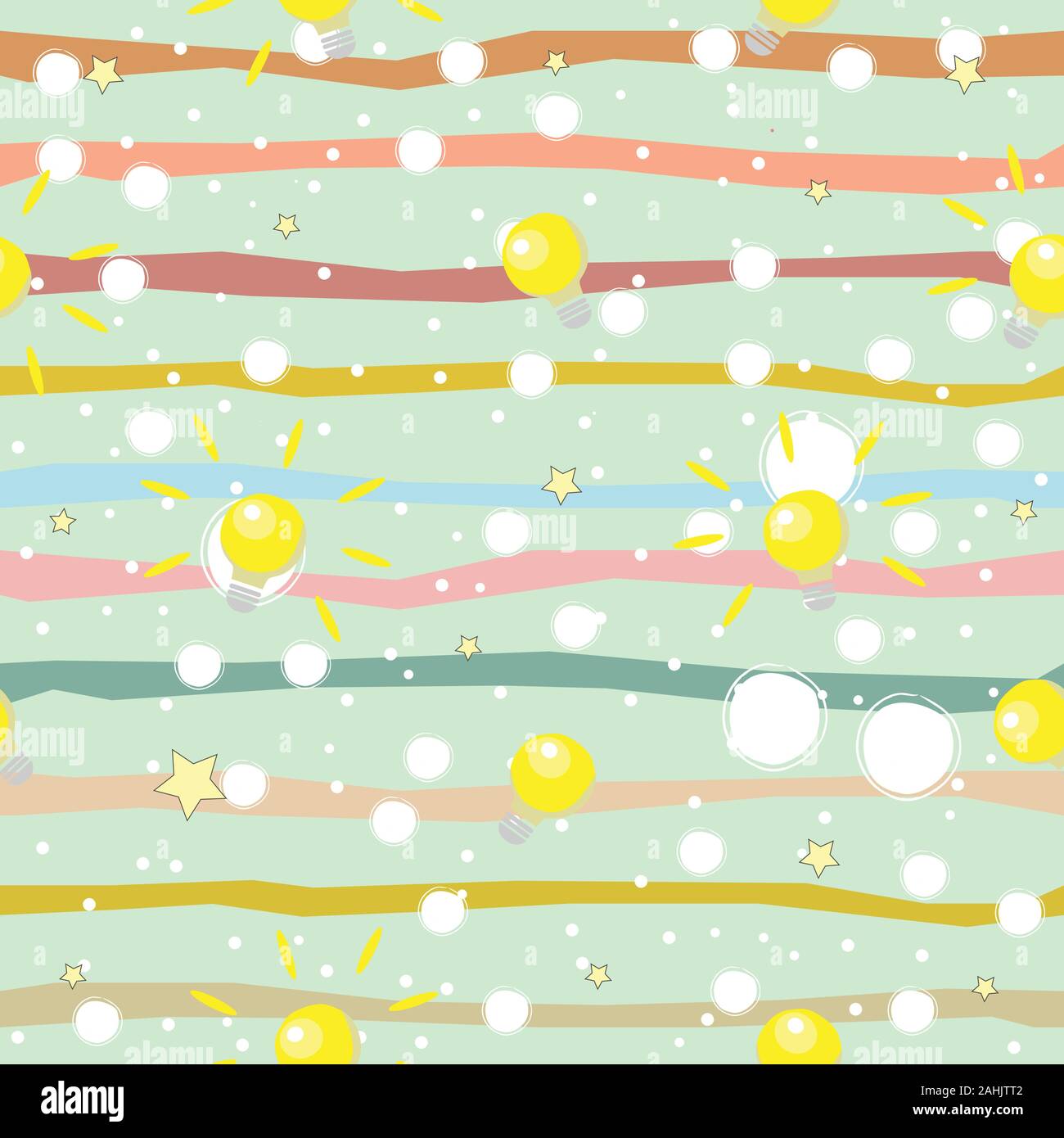 Seamless pattern with shining bulbs on simple background. Vector Illustration. Stock Vector
