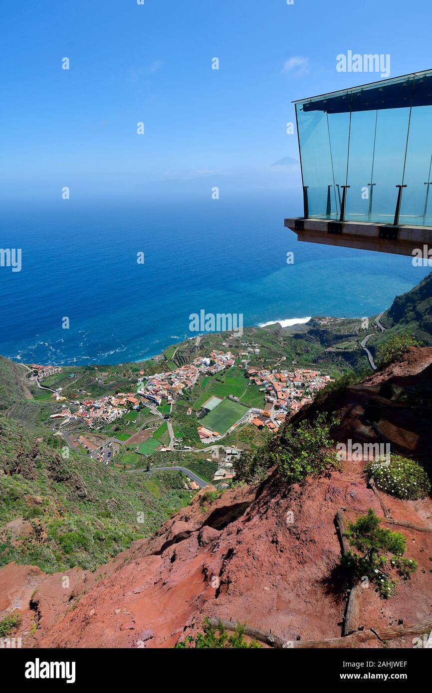 Spain, Canary Islands, La Gomera, glass skywalk Mirador de Abrante with ...