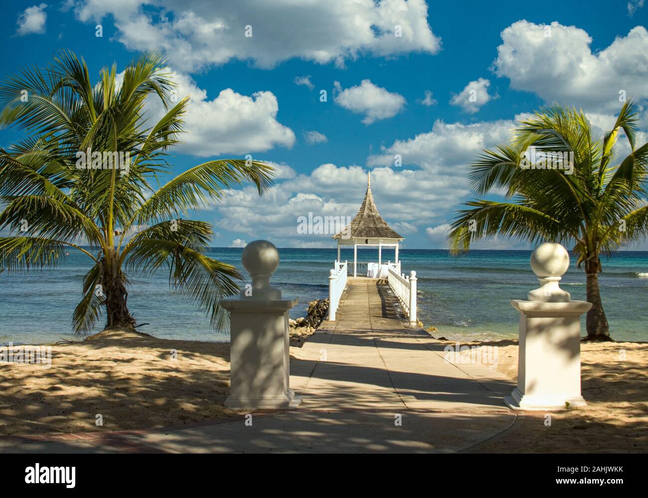 Gazebo at Halfmoon Beach in Jamaica Stock Photo
