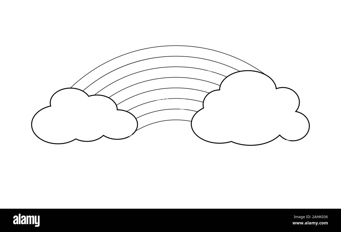 Empty outline of clouds and rainbows for coloring books. Isolated on a white background. Isolated on a white background. Flat style Stock Vector