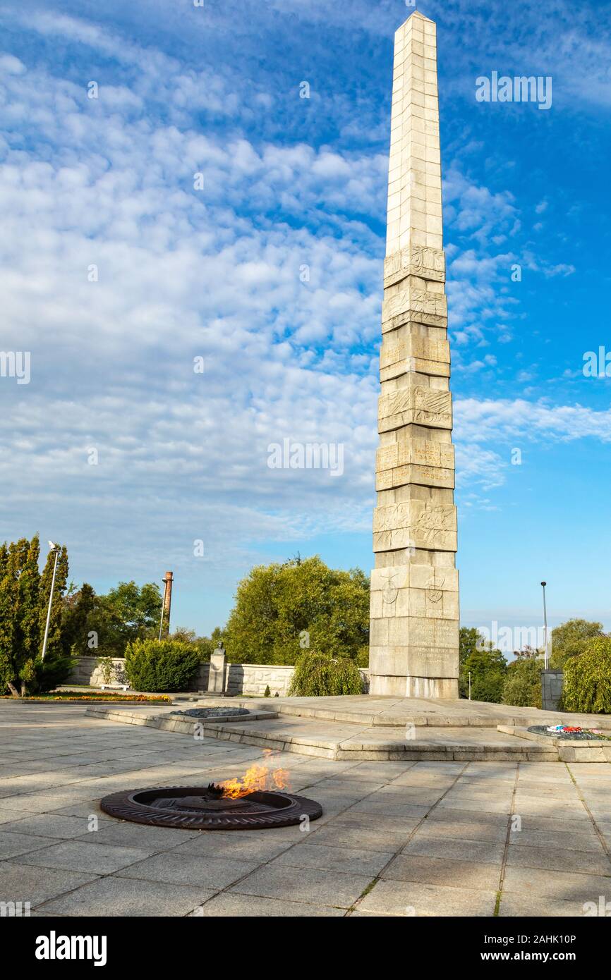 KALININGRAD, RUSSIA - SEPTEMBER 04,2019: Monument to 1200 guardsmen. The first memorial, perpetuating the feat of Soviet soldiers who died in World Wa Stock Photo