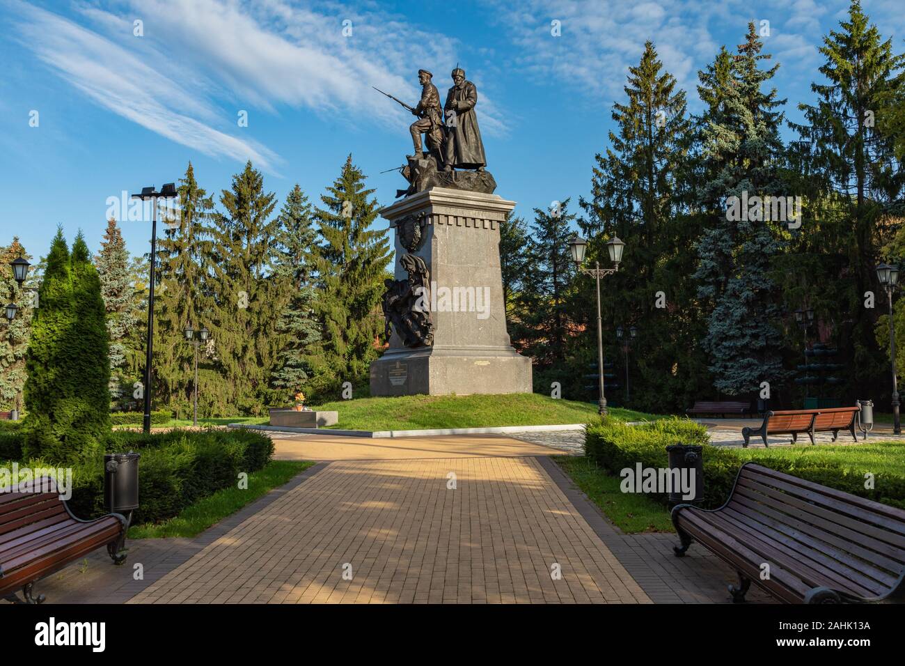 KALININGRAD, RUSSIA -SEPTEMBER 05, 2019: Monument to the soldiers of the Russian Imperial Army. 'Grateful Russia to the heroes of the First World War' Stock Photo
