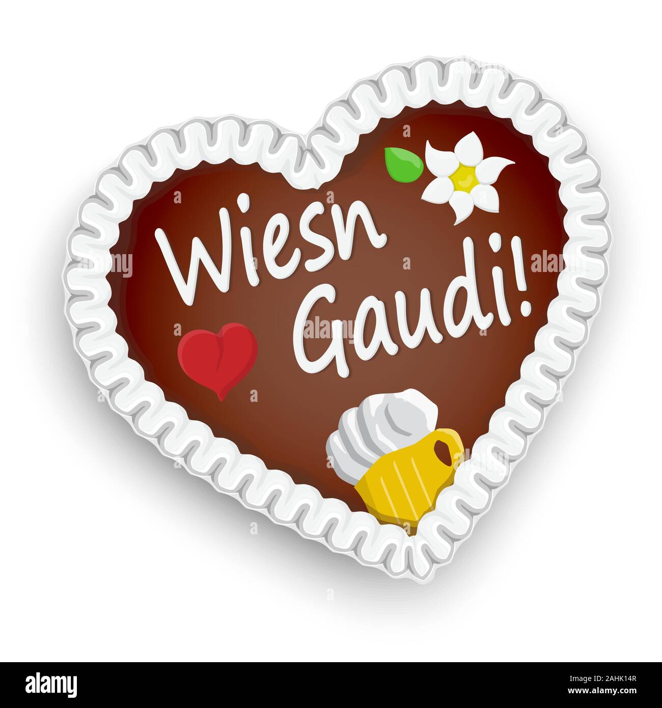 illustrated gingerbread heart with text (in german) for Oktoberfest 2019 2020 time Stock Vector