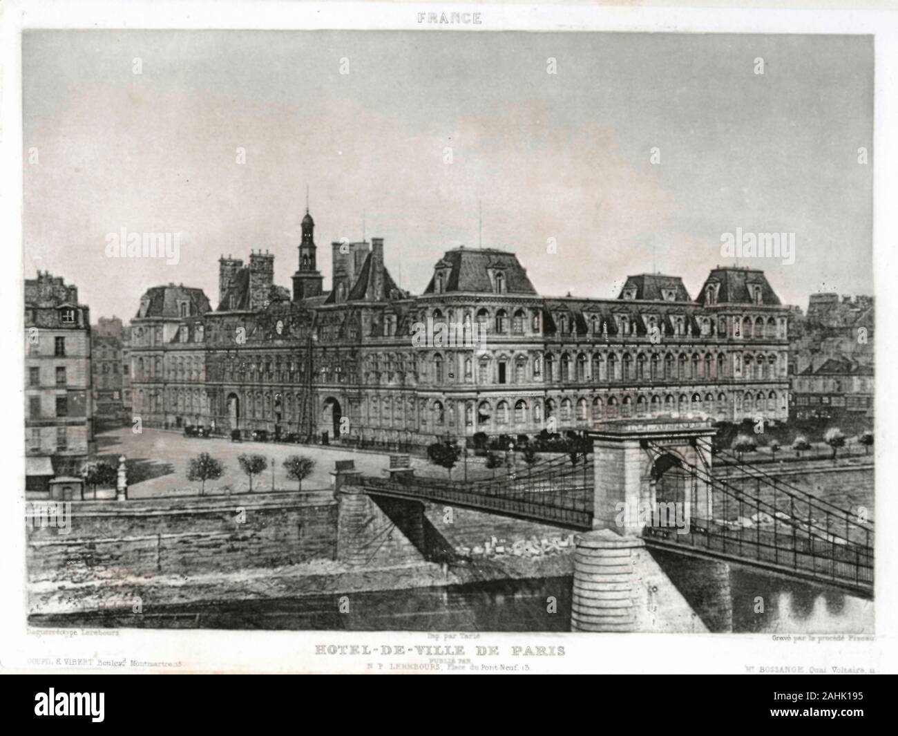 Hotel de Ville de Paris by Hippolyte Fizeau, 1842 Stock Photo