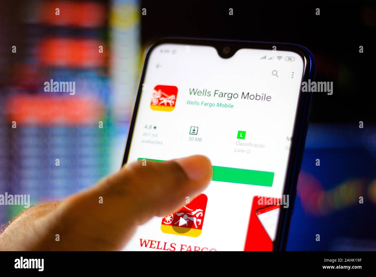 Brazil. 30th Dec, 2019. In this photo illustration the Wells Fargo mobile app and logo is seen displayed on a smartphone. Credit: Rafael Henrique/SOPA Images/ZUMA Wire/Alamy Live News Stock Photo