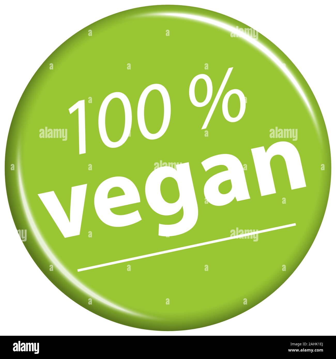 EPS 10 vector with round green colored magnet with text 100% vegan Stock Vector