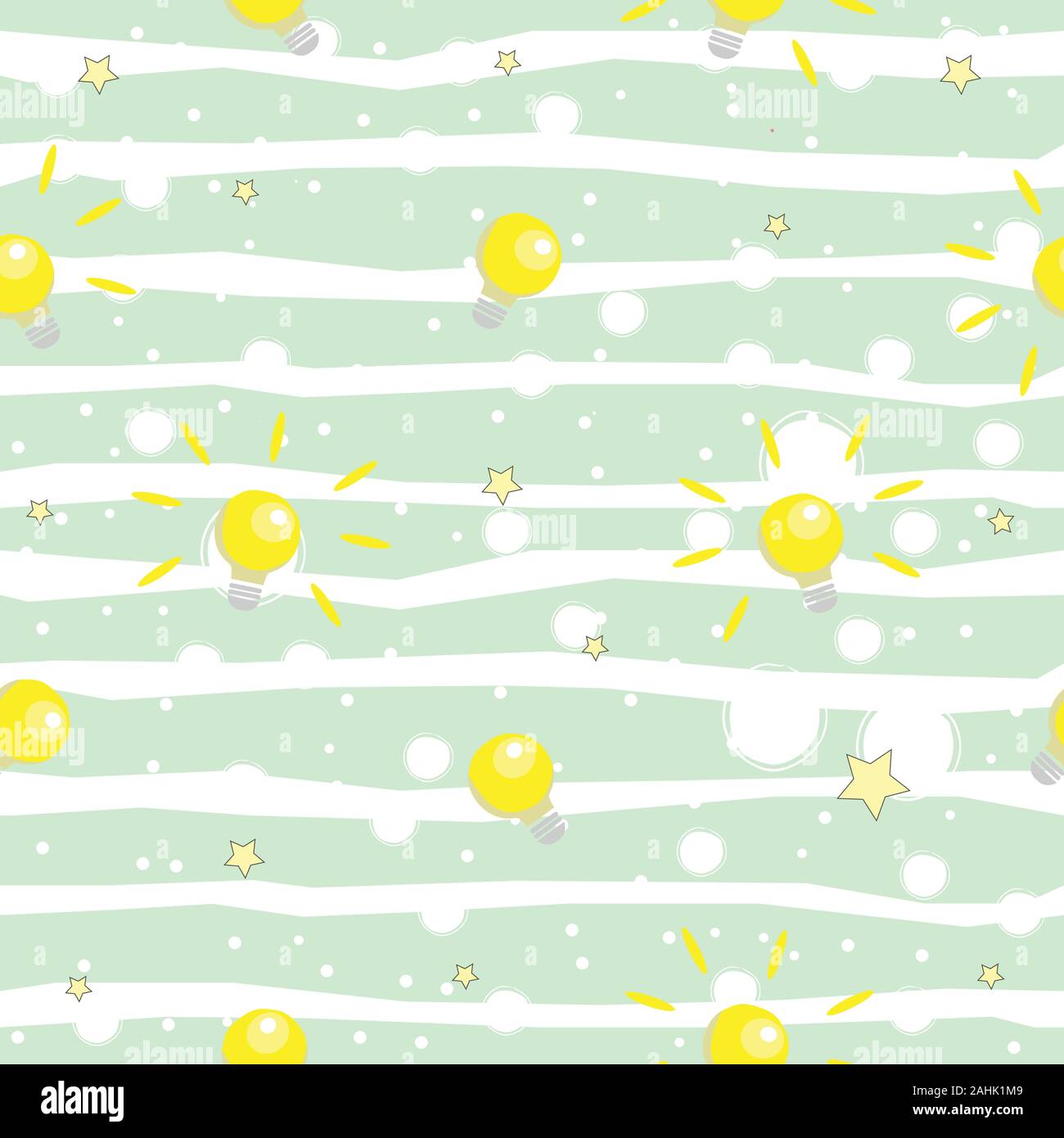 Seamless pattern with shining bulbs on simple background. Vector Illustration. Stock Vector