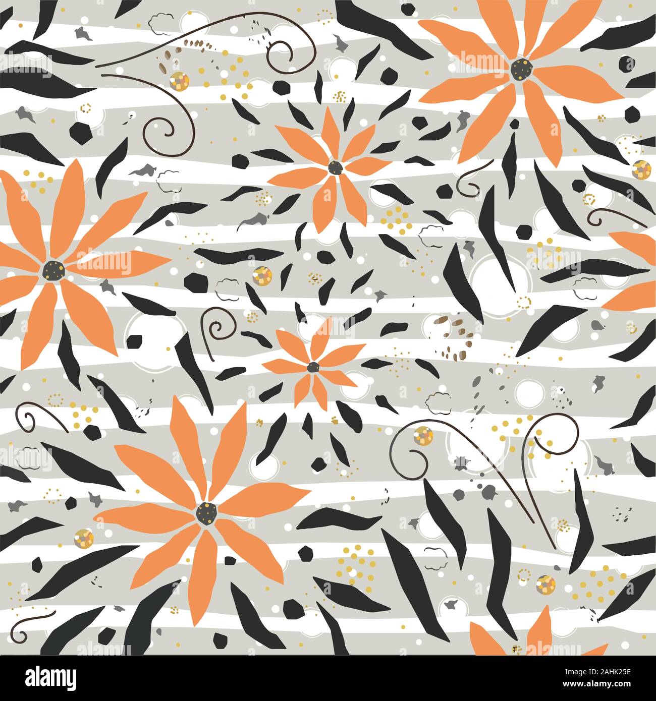 Hand Drawn Seamless Pattern with Pink Flowers. Great for wedding cards ...