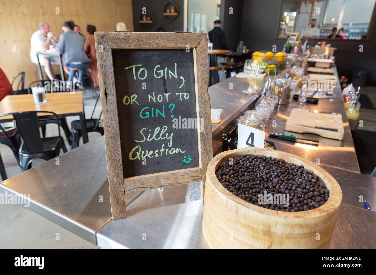 People tasting gin and tonic in the bar, Ambleside Distillers, a Gin