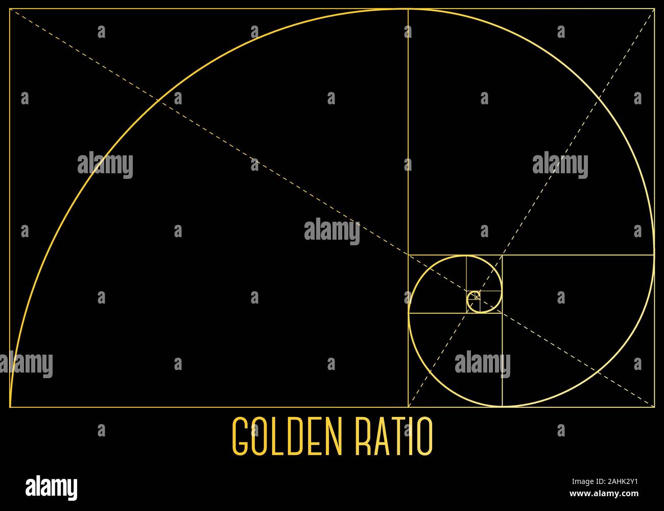golden ratio, geometric fibonacci formula, vector background Stock Vector