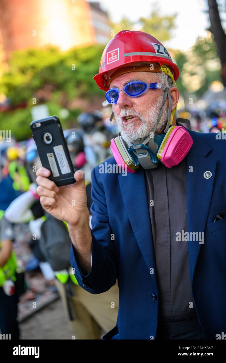 PolyU, Hong Kong - Nov 17, 2019: The first day of the Siege of PolyU ...