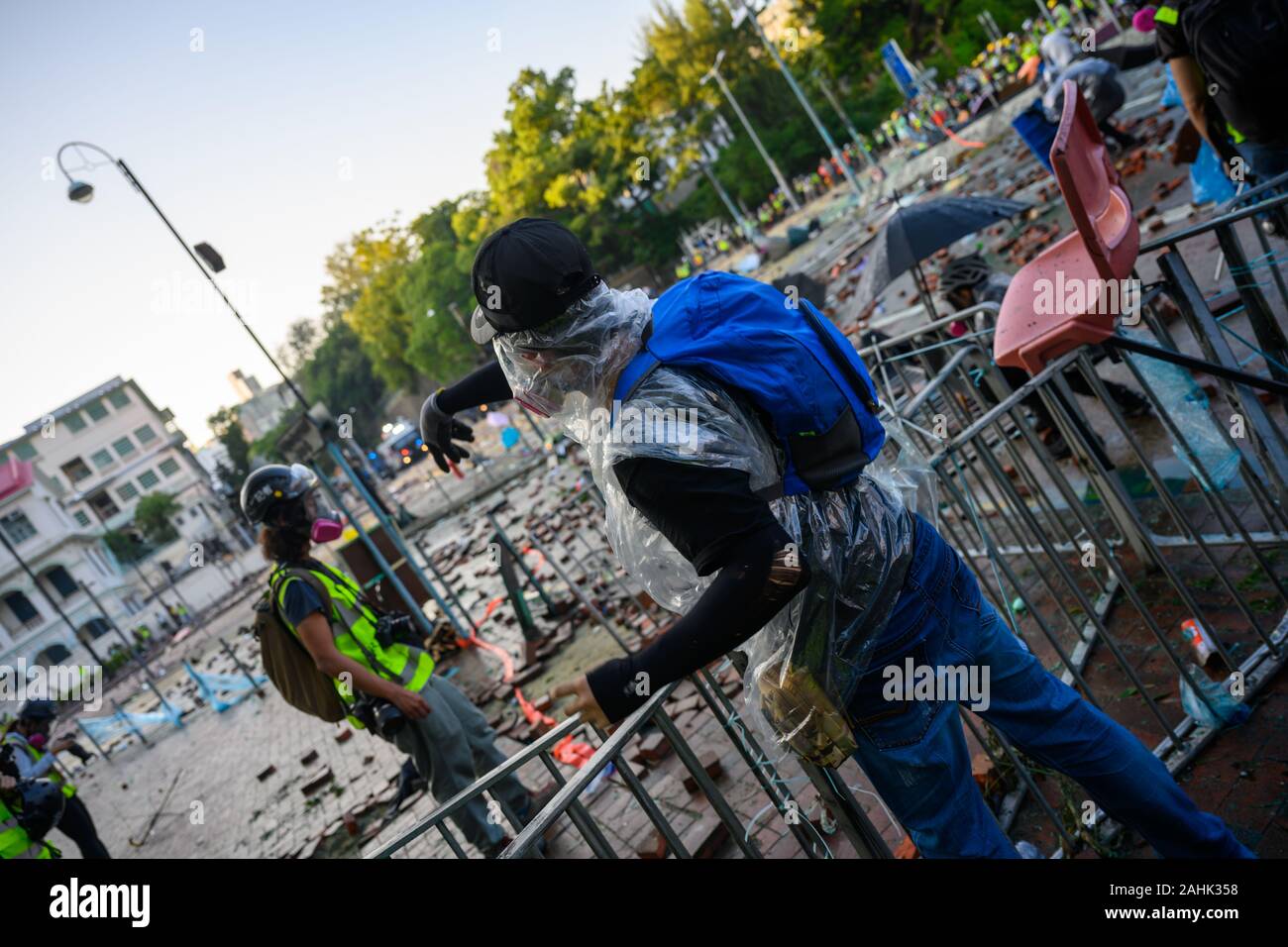 PolyU, Hong Kong - Nov 17, 2019: The first day of the Siege of PolyU ...