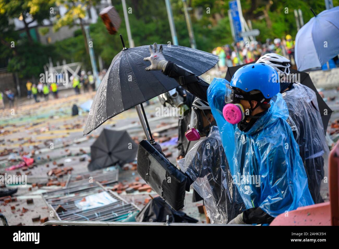 PolyU, Hong Kong - Nov 17, 2019: The first day of the Siege of PolyU ...