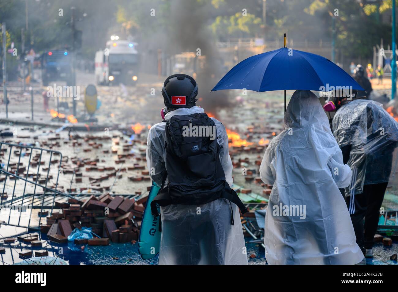 PolyU, Hong Kong - Nov 17, 2019: The first day of the Siege of PolyU ...