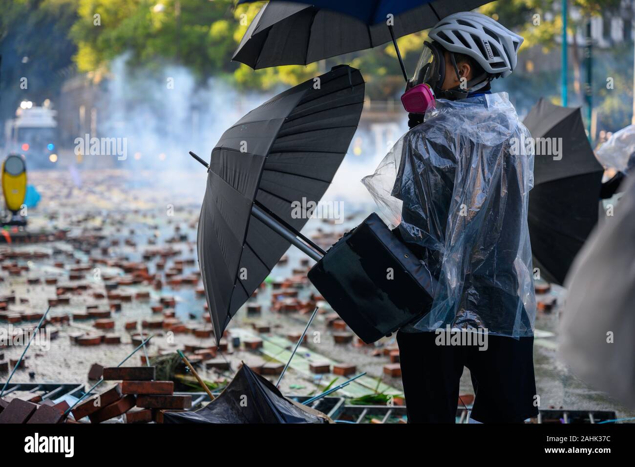 PolyU, Hong Kong - Nov 17, 2019: The first day of the Siege of PolyU ...