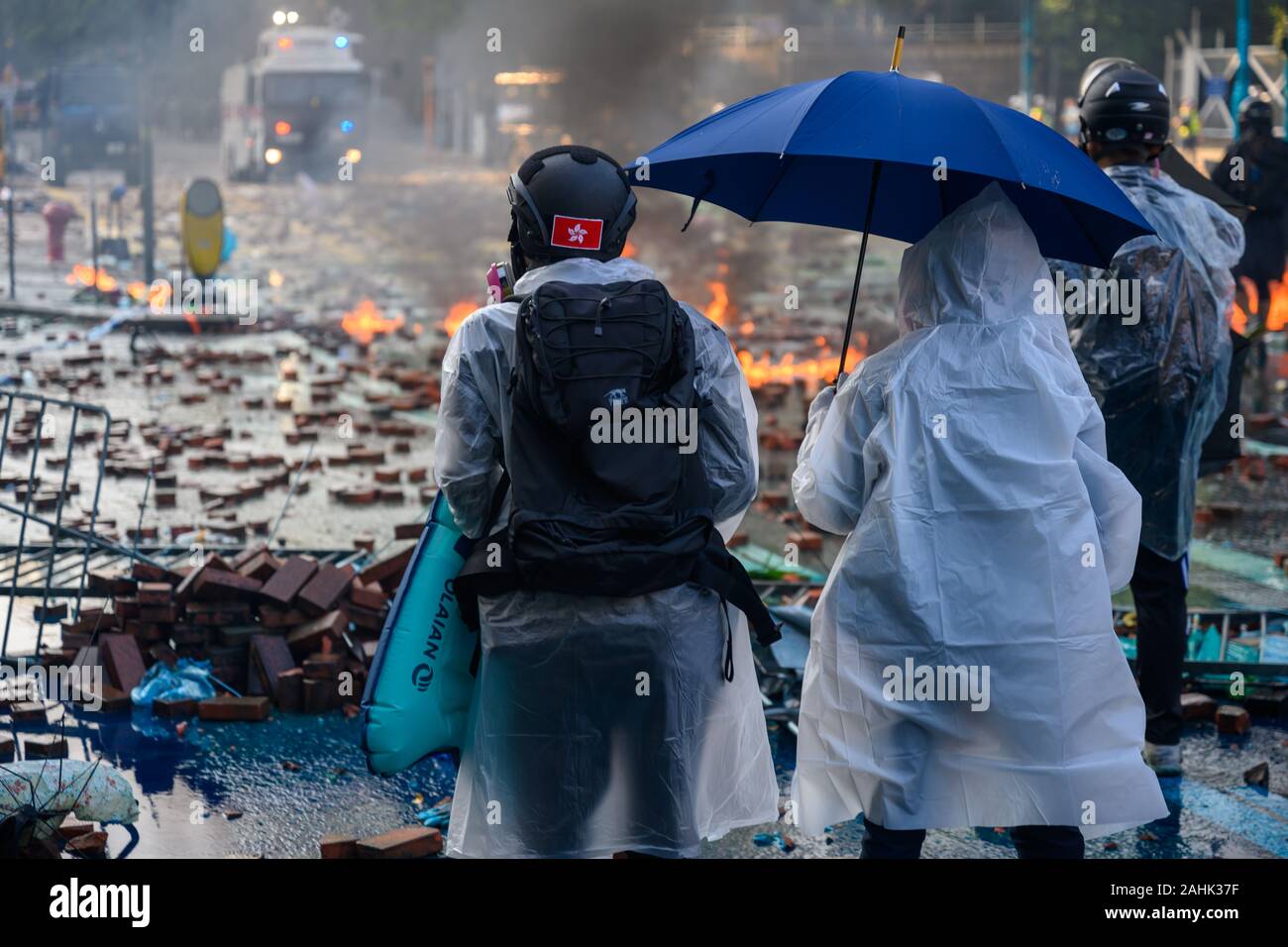PolyU, Hong Kong - Nov 17, 2019: The first day of the Siege of PolyU ...