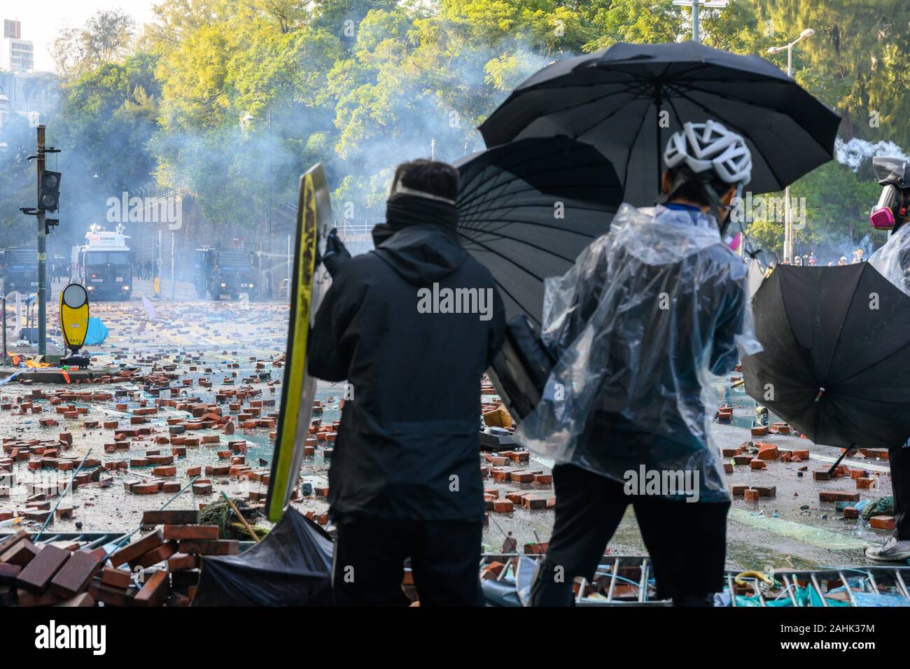 PolyU, Hong Kong - Nov 17, 2019: The first day of the Siege of PolyU ...