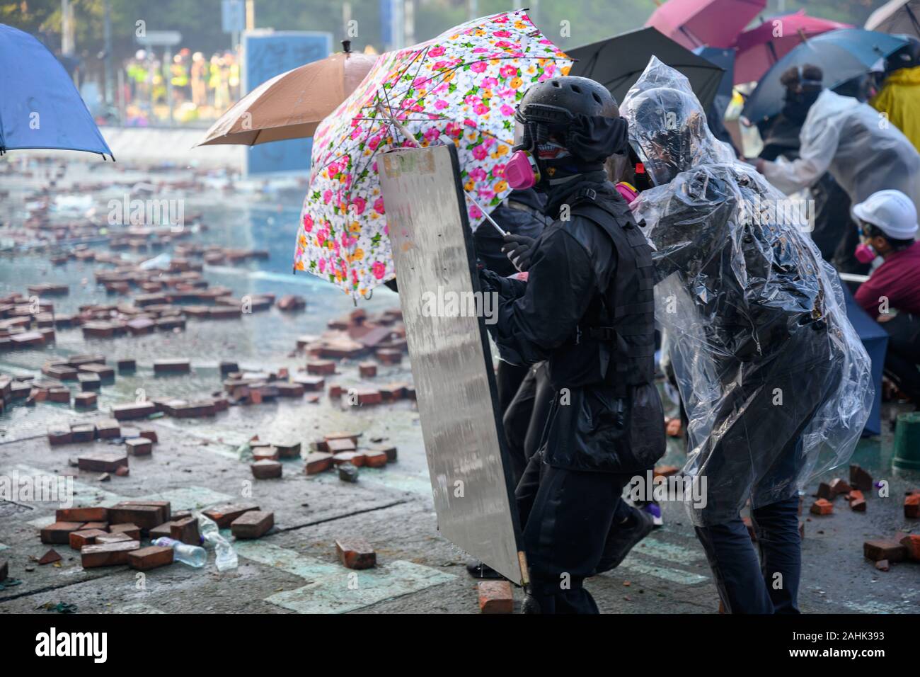 PolyU, Hong Kong - Nov 17, 2019: The first day of the Siege of PolyU ...