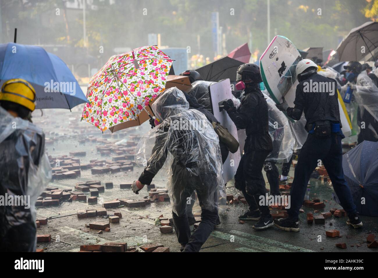 PolyU, Hong Kong - Nov 17, 2019: The first day of the Siege of PolyU ...