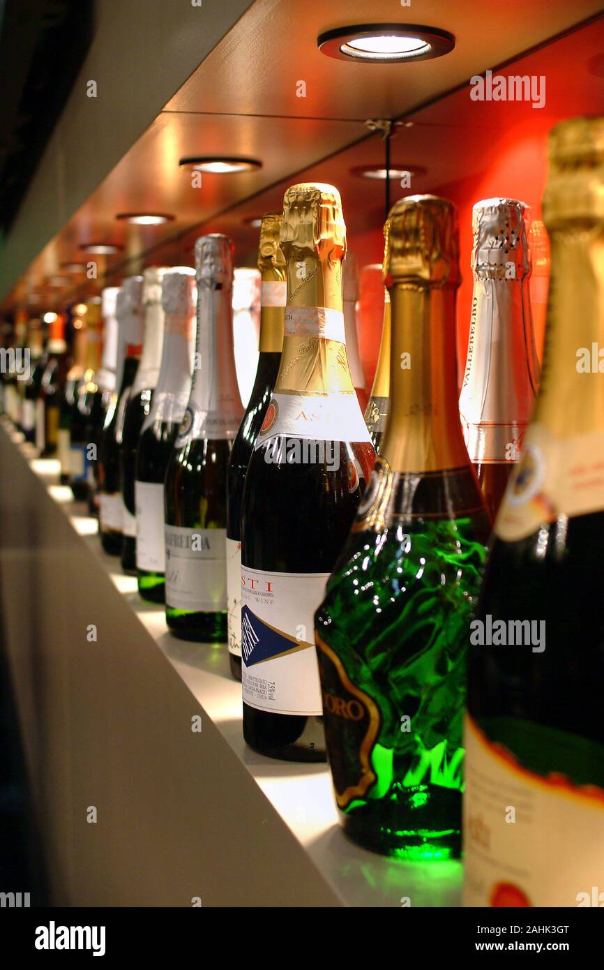 Turin, Piedmont/Italy. 10/24/2009 The Wineshow Fair.Bottles of