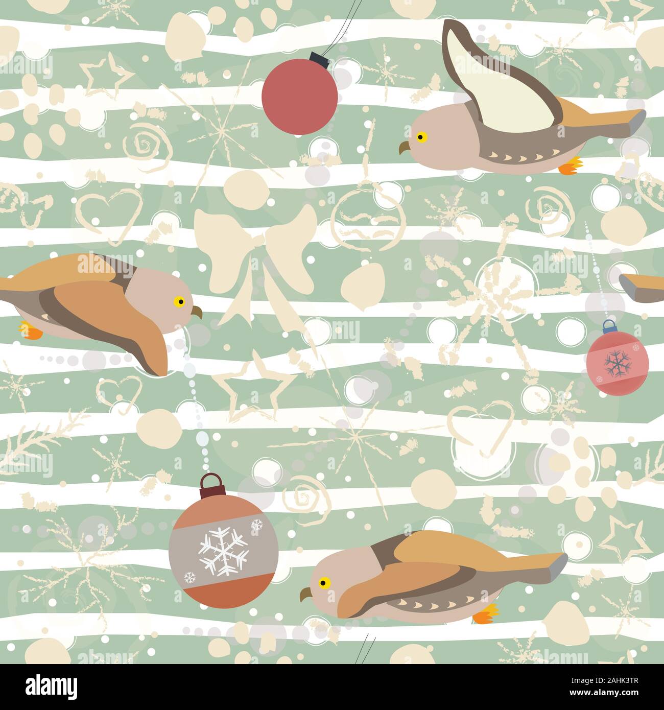 Cute Seamless Winter Pattern with owls and winter doodles. Vector ...