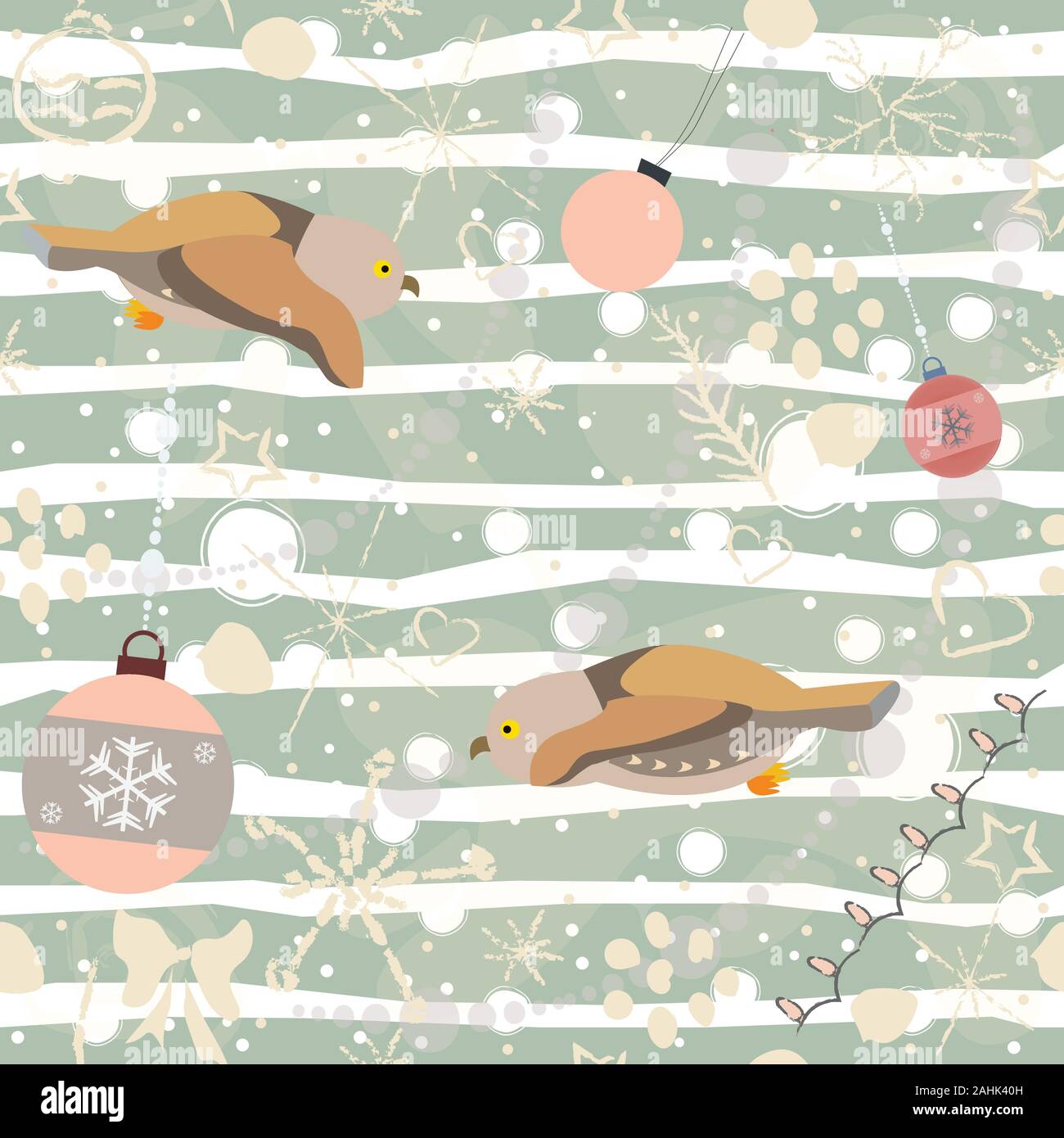 Cute Seamless Winter Pattern with owls and winter doodles. Vector ...