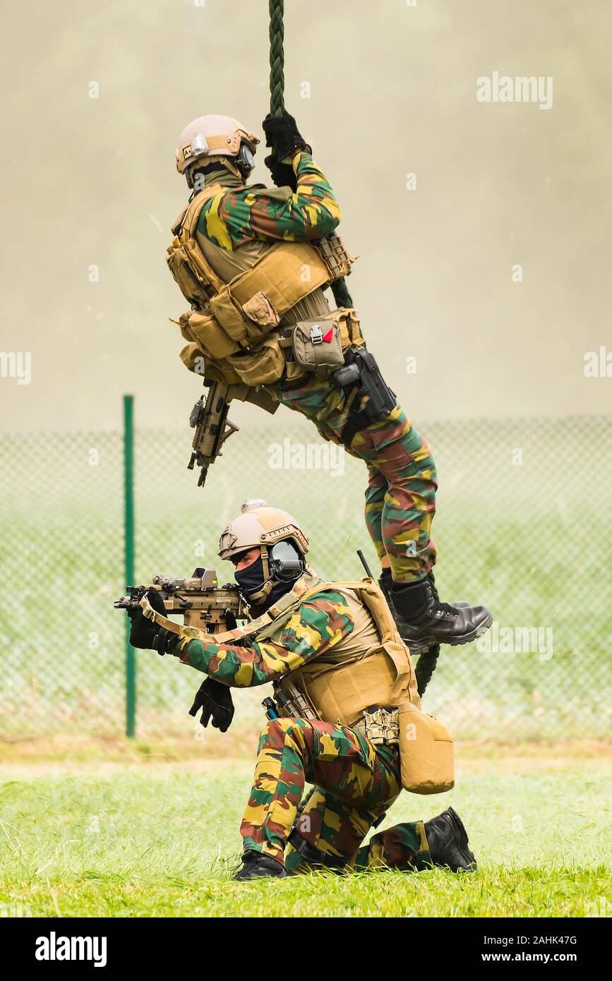 Operators/soldiers from the Special Forces Group of the Belgian Army. Stock Photo