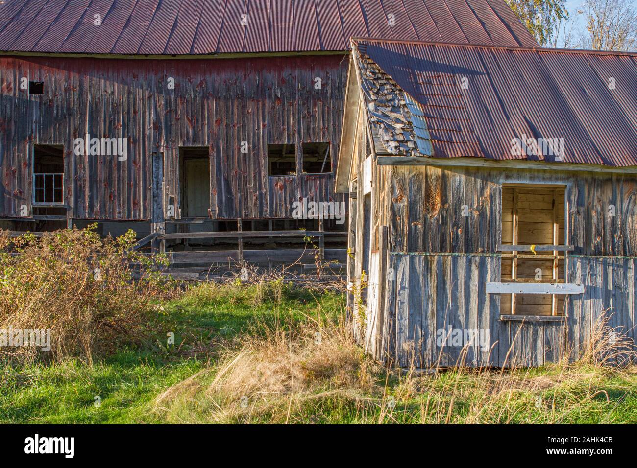 Old barns at the Bullitt Farm in Ashfield, Massachusetts Stock Photo