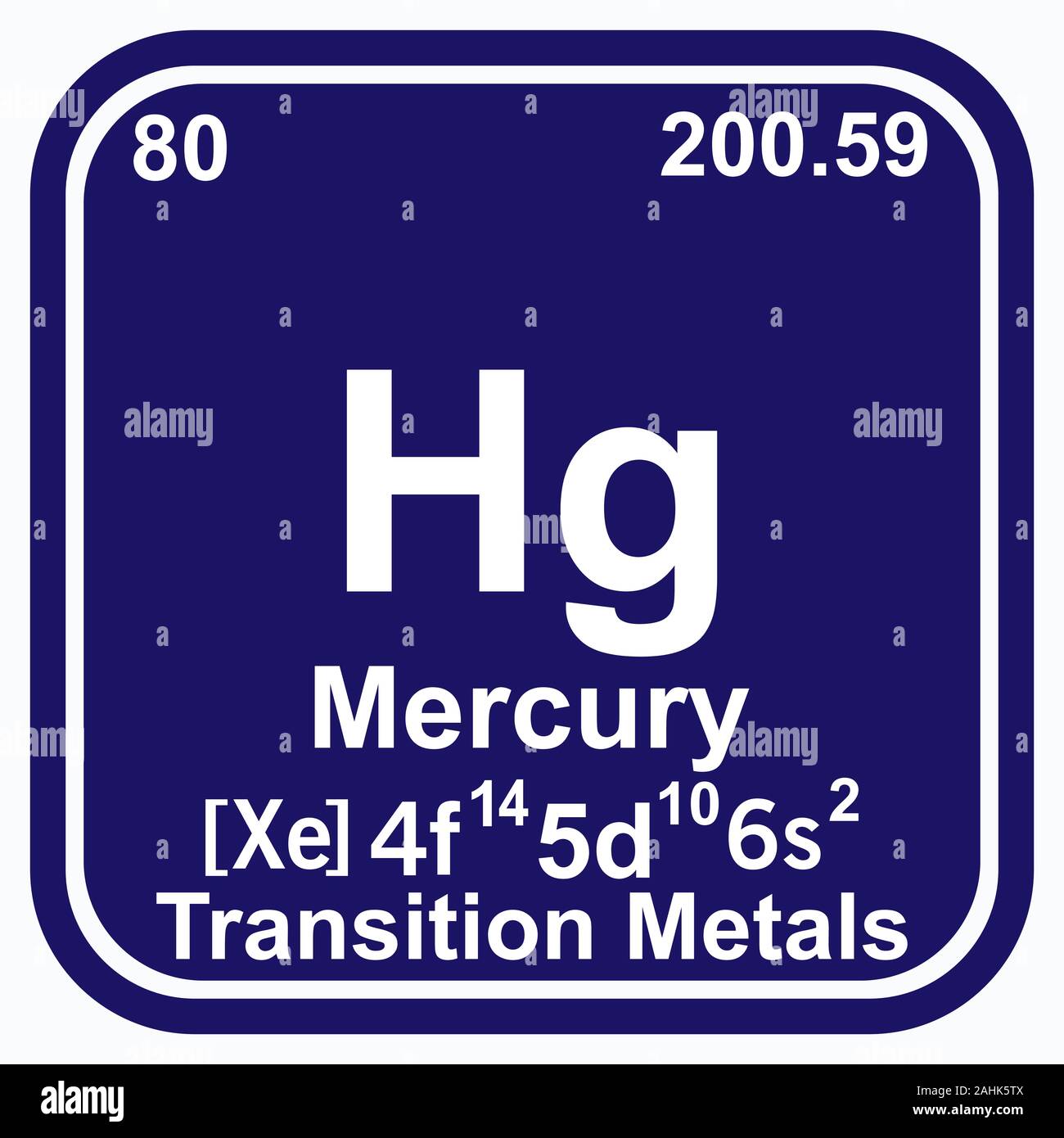 Mercury Periodic Table of the Elements Vector illustration eps 10 Stock Vector