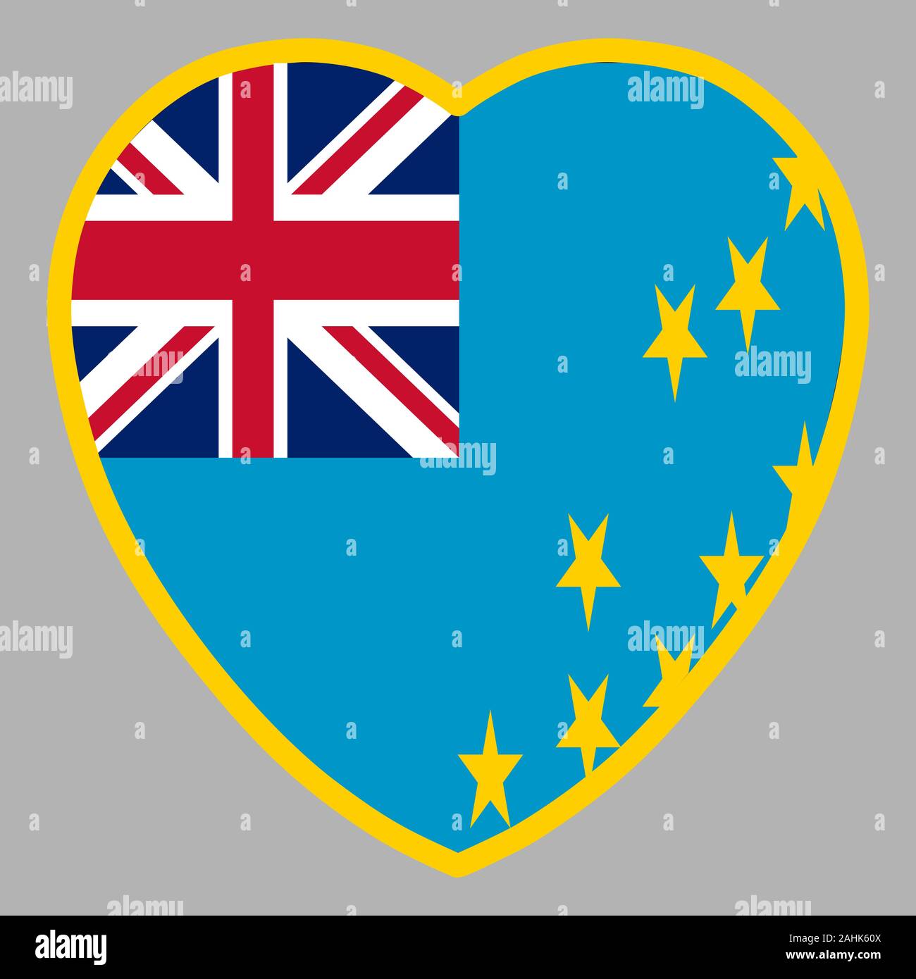 Tuvalu Flag In Heart Shape Vector illustration eps 10 Stock Vector