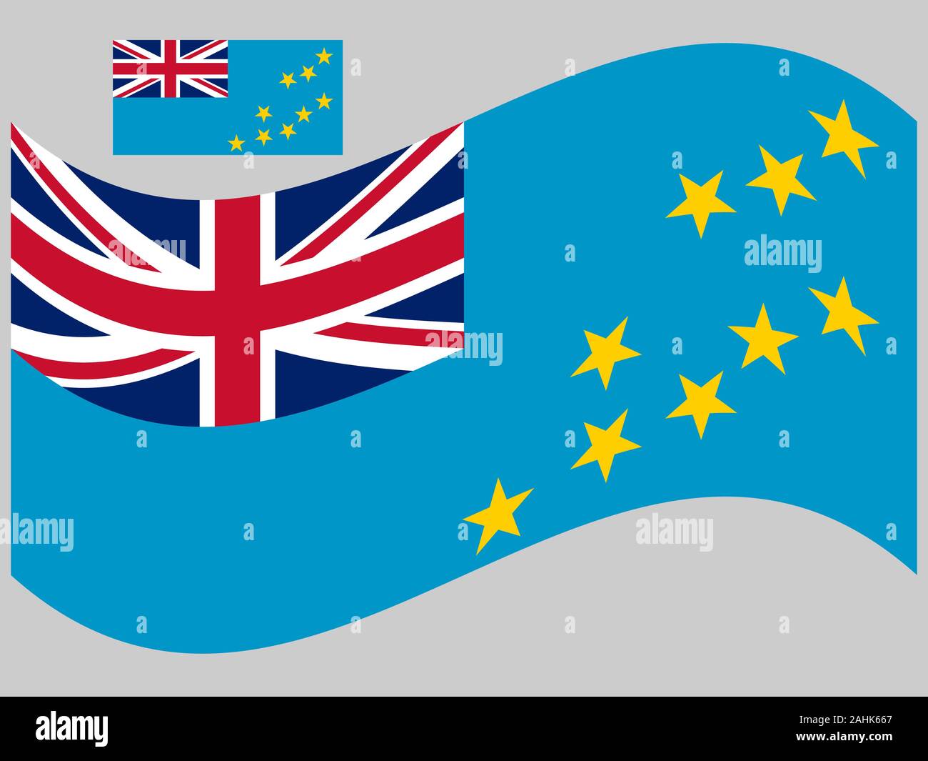 Wave Tuvalu Flag Vector illustration eps 10 Stock Vector